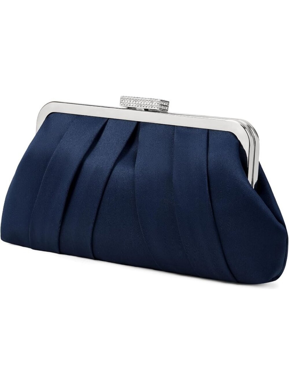 Women's Blue Pleated Clutch Purse Formal Wedding Prom Cocktail Evening Bag